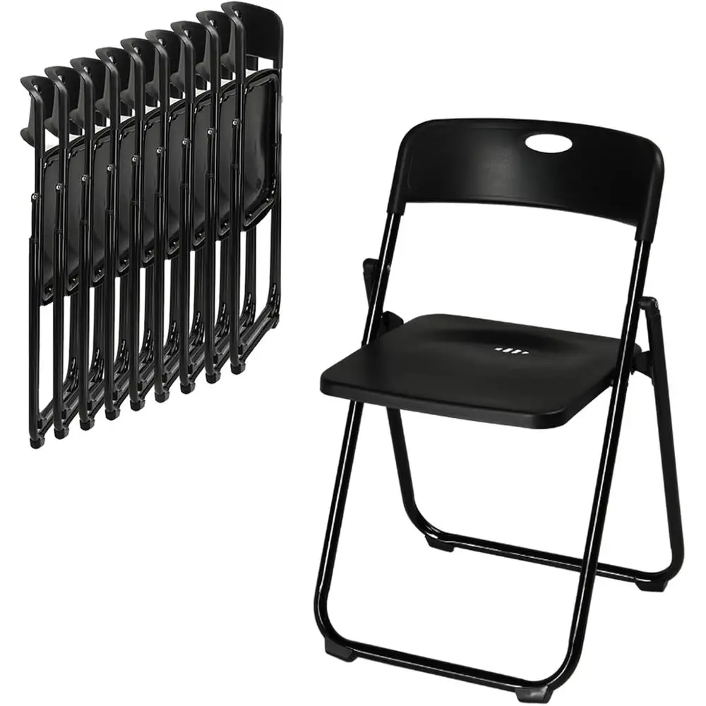 

10-Pack Folding Chairs, 300lbs Capacity, Lightweight Plastic with Reinforced Metal, Easy to Fold and Store, Suitable for Indoor