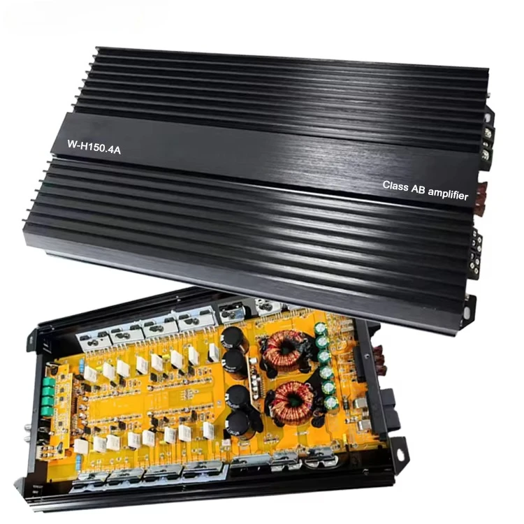Professional RMS power 4*150 Watt @4Ω High-Power Amplifiers System HiFi Car Audio Class AB 4-Channel Power With High-level Input
