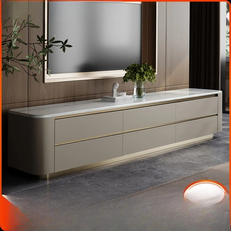 

Marble TV cabinet coffee table combination The new bedroom floor-to-ceiling light luxury high-end feeling