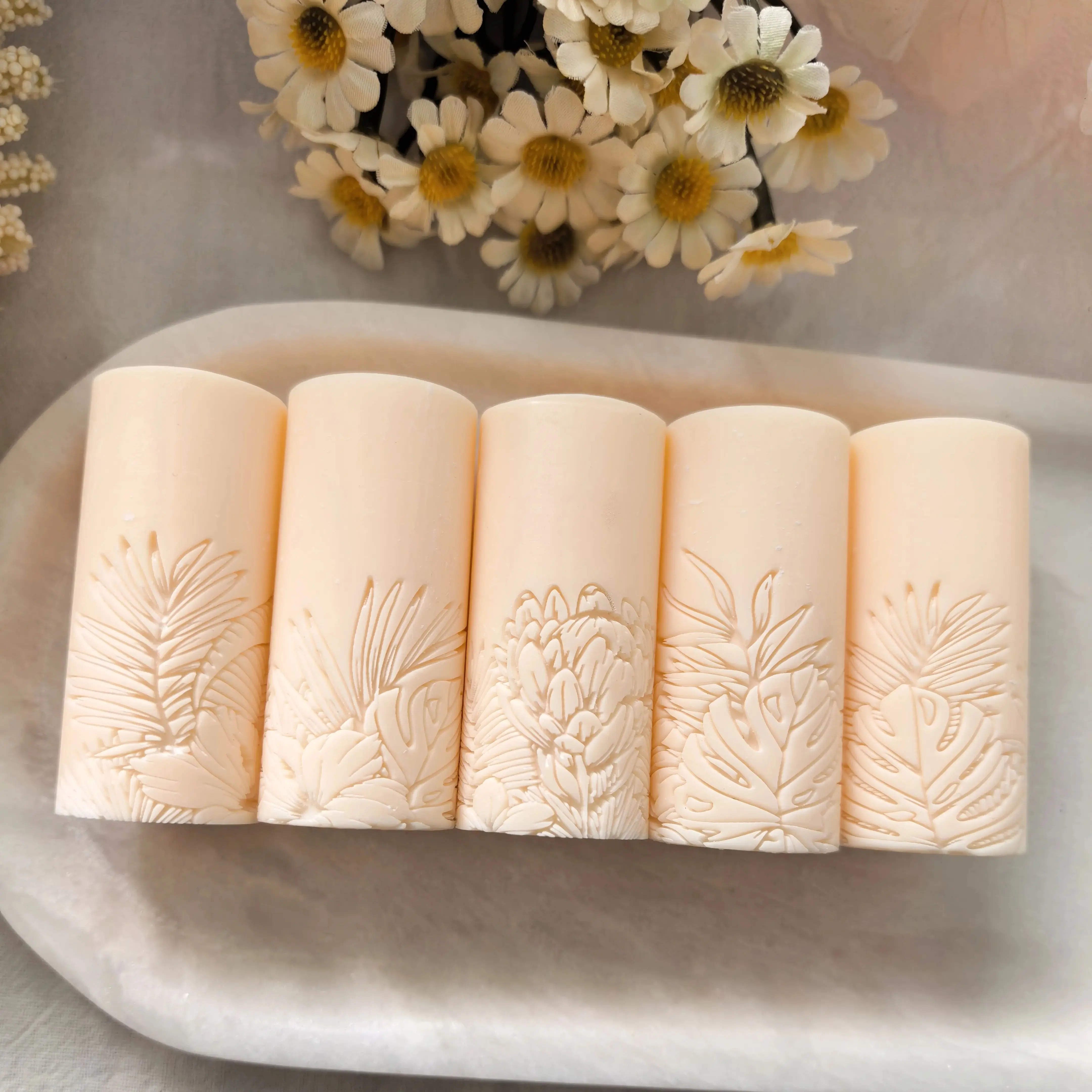 

Printed Rolling Pin, Wildflower Pattern, Carved Grass Blossoming Rolling Pin, Clay Stamp, Ceramic Roller, Polymer Clay Flower