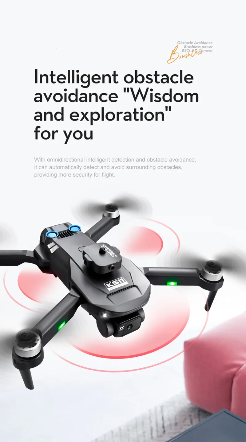 KS11 Dron Battery KS11 accessory KC60 8K ESC Dual Camera Brushless Motor RC Drone Spare Parts 3.7V 1800mAH Battery/Propeller/USB