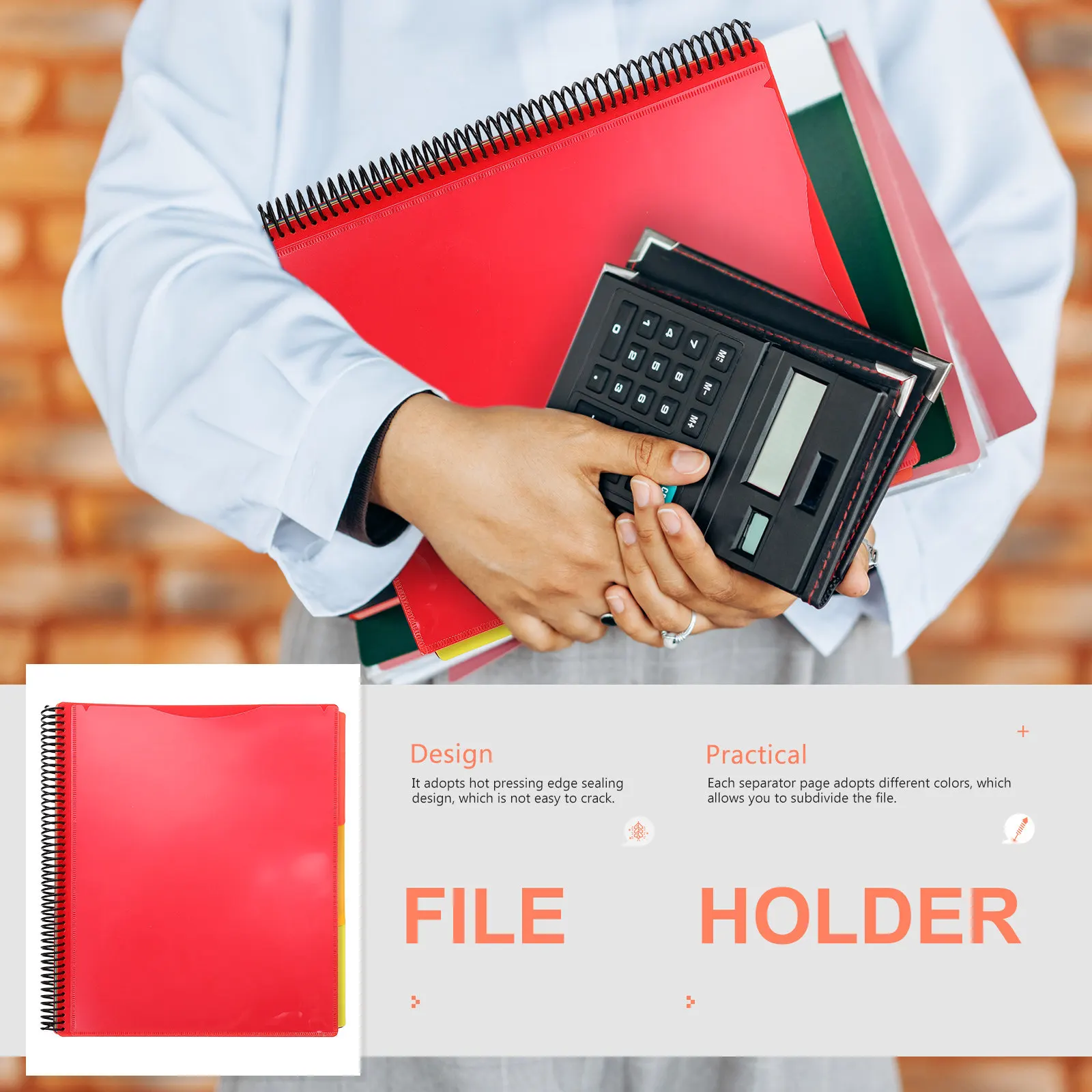 

Coil Design File Pocket Heavy Duty Plastic Folder Organizer Multi Scenario Documents Storage Holder for Office School Meeting