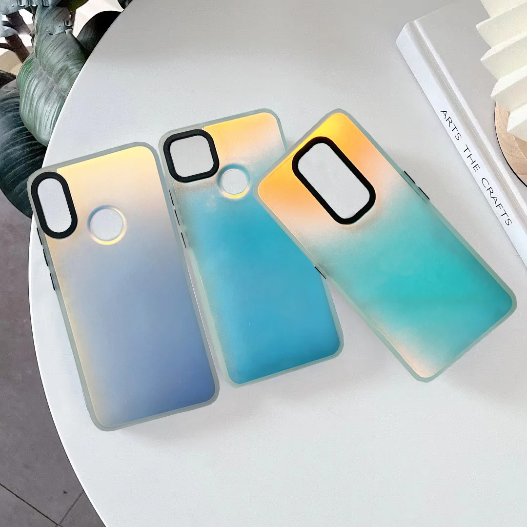 Iridescent Laser Clear Matte Gradient Color Case For Redmi 9C 10C 12C 9A Note 7 9S 9 8 Pro Lens Protection Shockproof Cover Capa