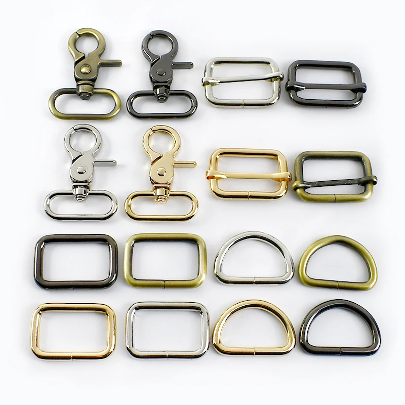 

5/10P 13-38mm Metal Bag Strap Snap Hook Trigger Clip Buckles Tri-Glide Slider Pin Buckle Webbing D Ring Clasp Sewing Accessories