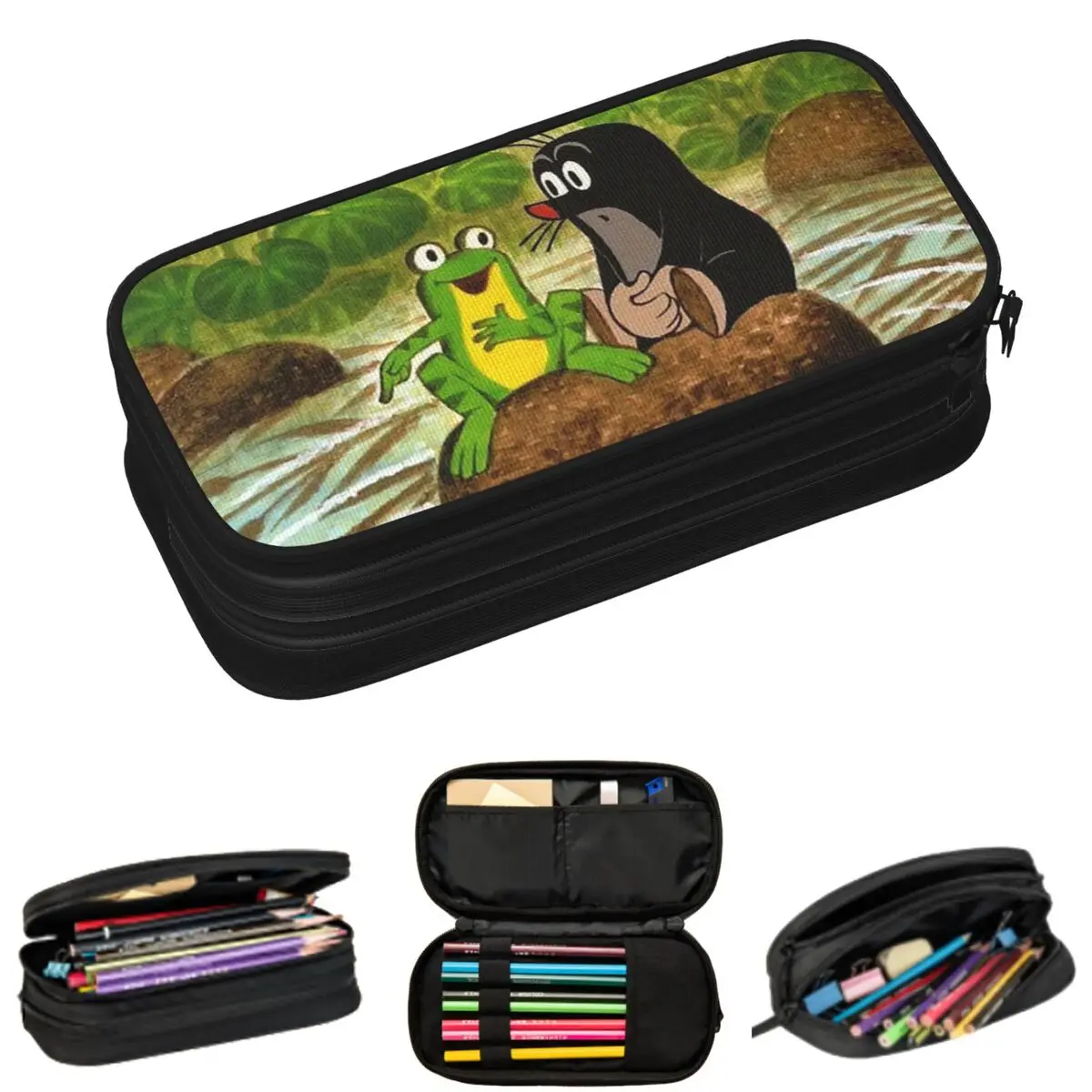 

Милые пеналы с изображением крота Кртека в мультяшном стиле для школьников, вместительные пеналы-косметички для ручек и карандашей
