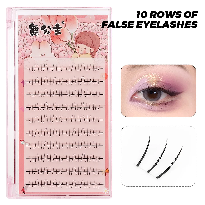 10 rows Lower Lashes Soft Natural Cluster Under Eyelashes Handmade Premade Natural Fans Eyelash Extension Bottom False Eyelashes