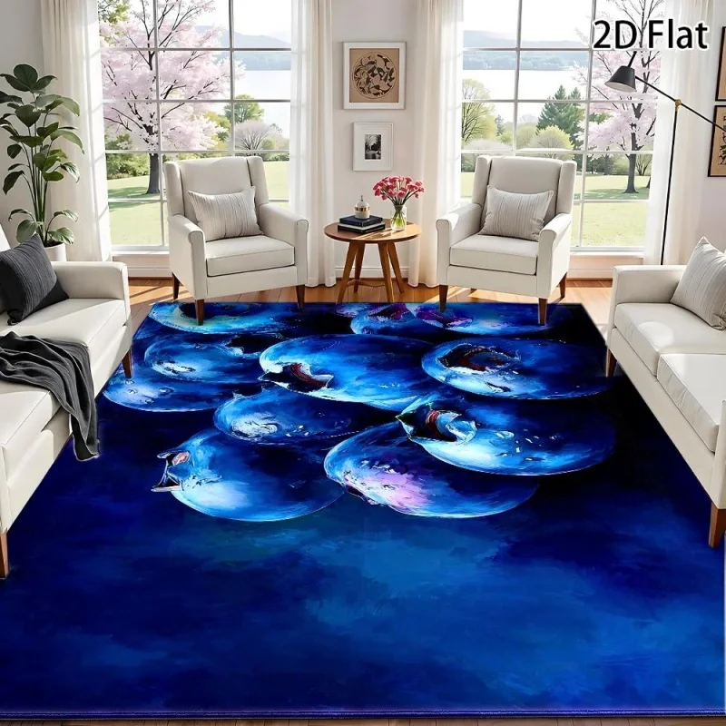 Dark Galaxy Constellation Star Planet Moon Space Large Area Rug, Cosmic Zodiac Nebula Non-slip Play Rug for Bedroom