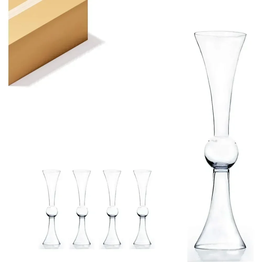 

Large trumpet vase loose, opening 6 inches, height 24 inches, base 6 inches, transparent double-sided drawing