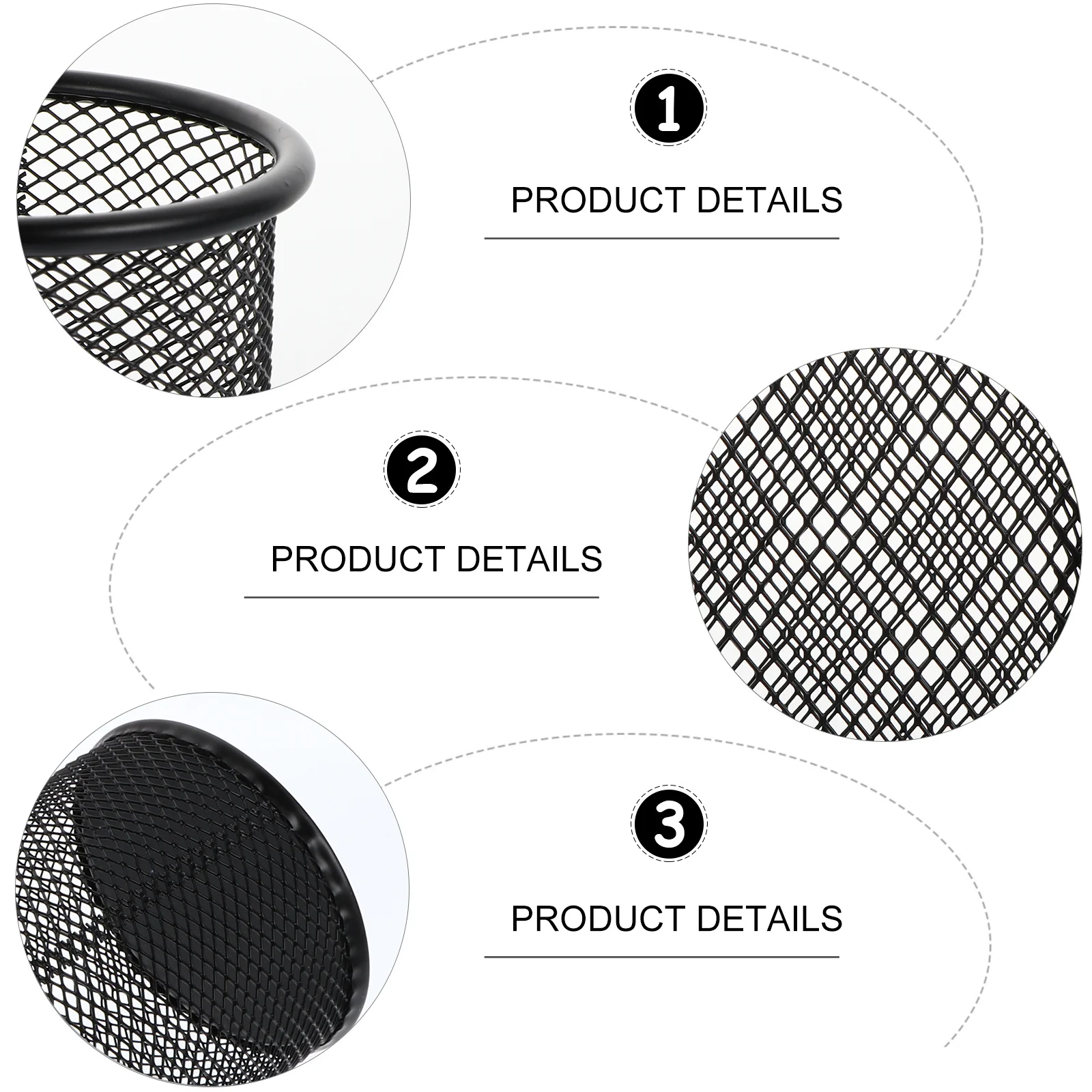 

3Pcs Metal Pencil Container Round Pen Pot Strong Scratch Resistant Design Ideal Desktop Organizer for Small Daily Desk Items