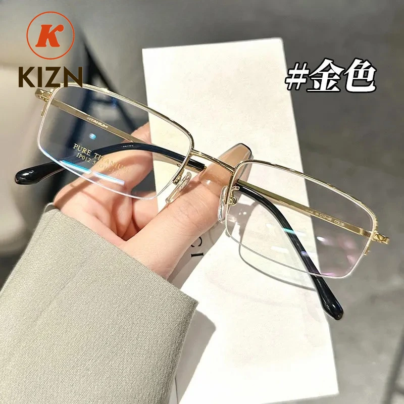 

KIZN NEW 012 Bussiness Style Optical TR-90 Half-rim Frame Pure Titanium Leg Eyeglasses Rx Men Glasses for Male Eyewear