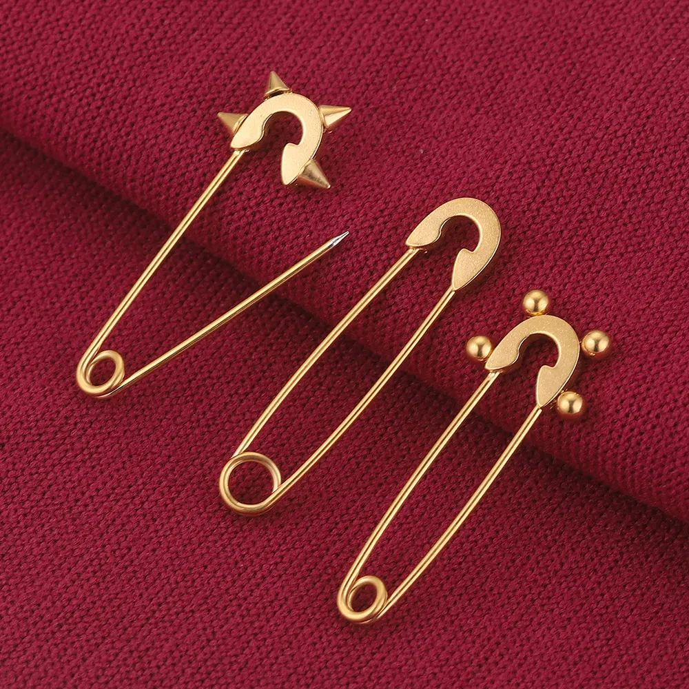 5pcs Stainless Steel Safety Pins Pins for Clothes Sewing Brooch Gold Plated DIY Badge Craft Findings Jewelry Making Supplies