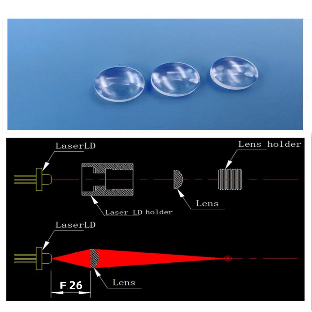 Lente di messa a fuoco Laser diametro 10mm lunghezza focale di alta qualitàf26mmspessore 2.3mm condensatore DIYOptical Opti lente sferica in vetro