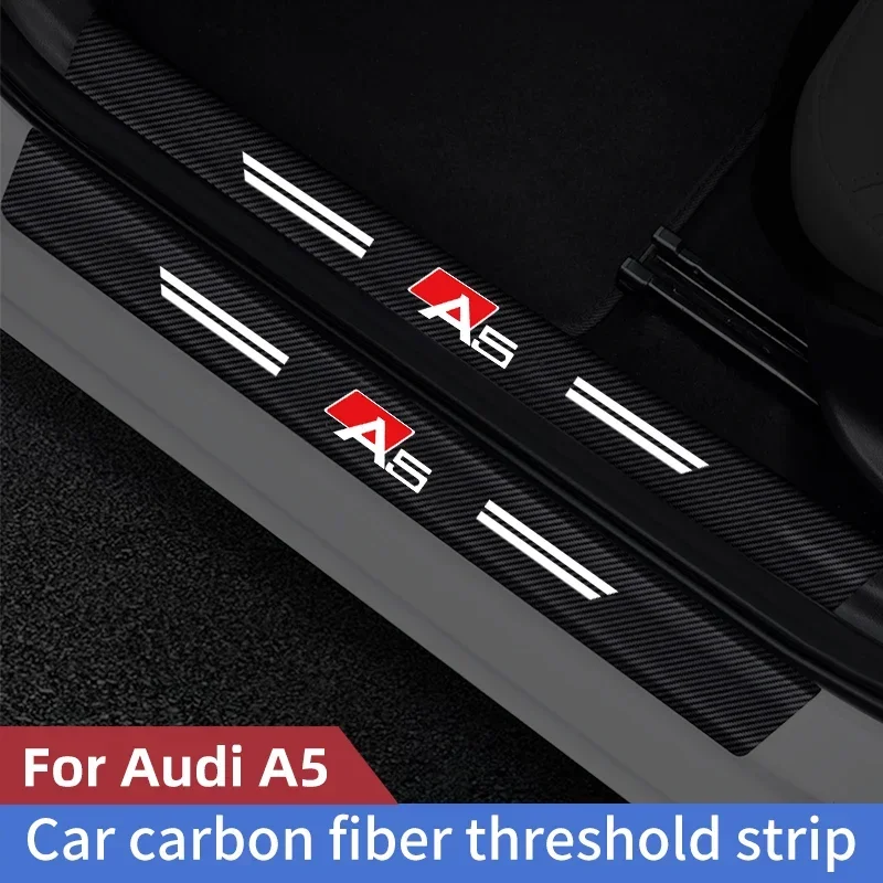 For Audi A5 Car Threshold Strip Carbon fiber  Car Trunk Door Sill Strip Protective Sticker