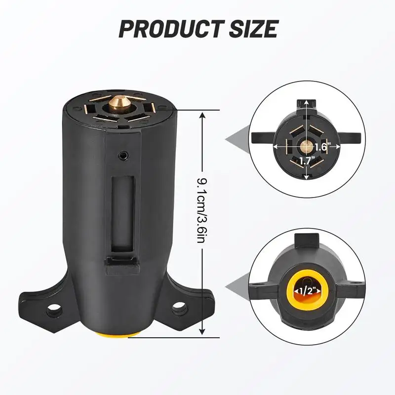 Conector de remolque de 7 pines, adaptador de luz de remolque de 7 vías, enchufe de luz de remolque, cableado de remolque de extremo de repuesto