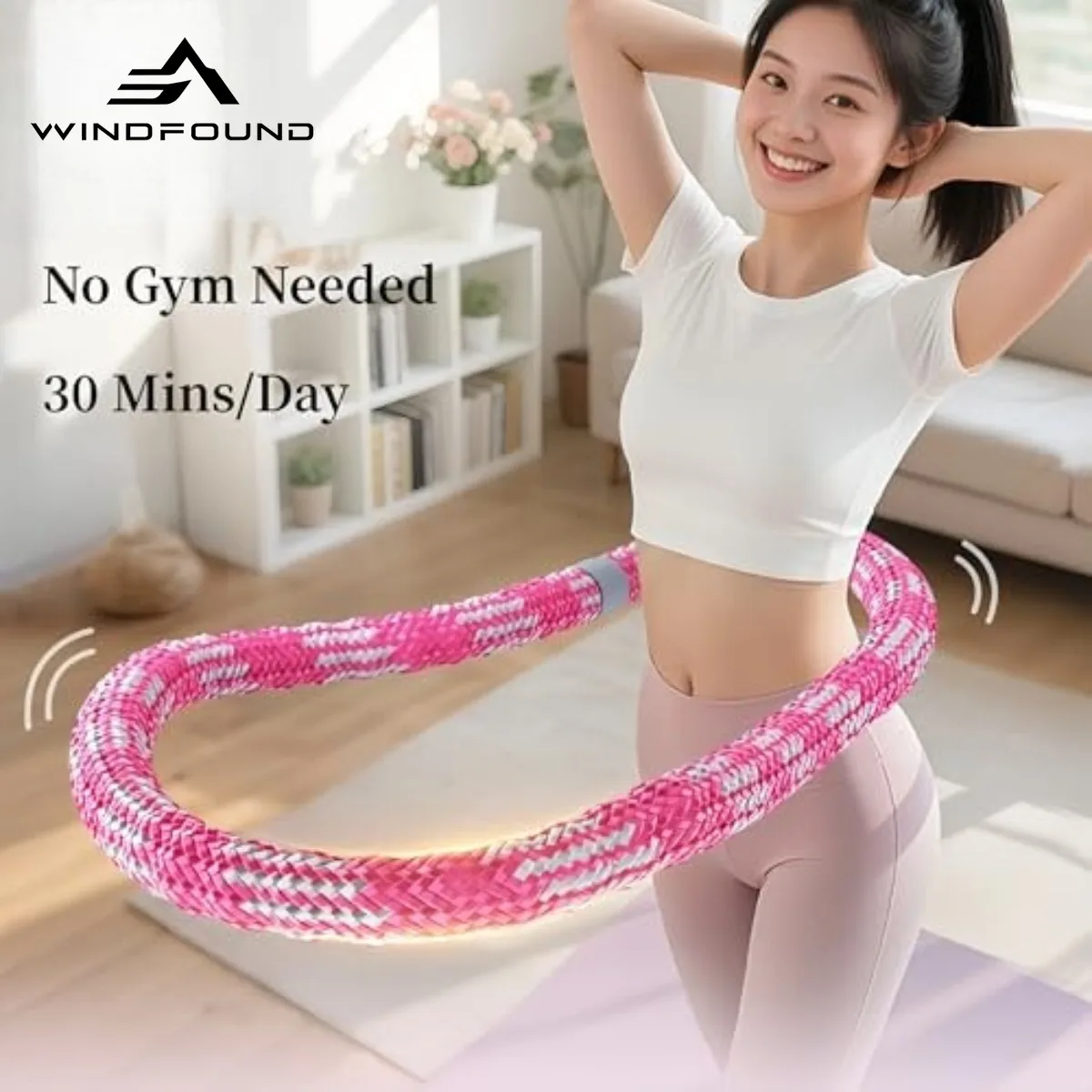 Adjustable Smart Hula Hoop, Silent Bearing Design, Detachable Segments for Waist Shaping & Belly Fat Burning