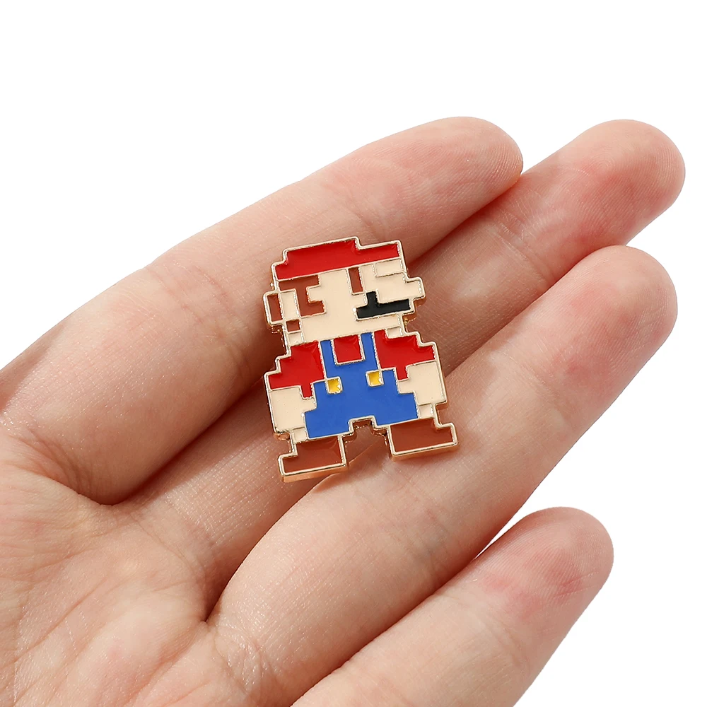 Jogo clássico Super Mario Broches, Anime dos desenhos animados, alfinetes de lapela de esmalte, emblemas bonitos do Mario para mochila, acessórios