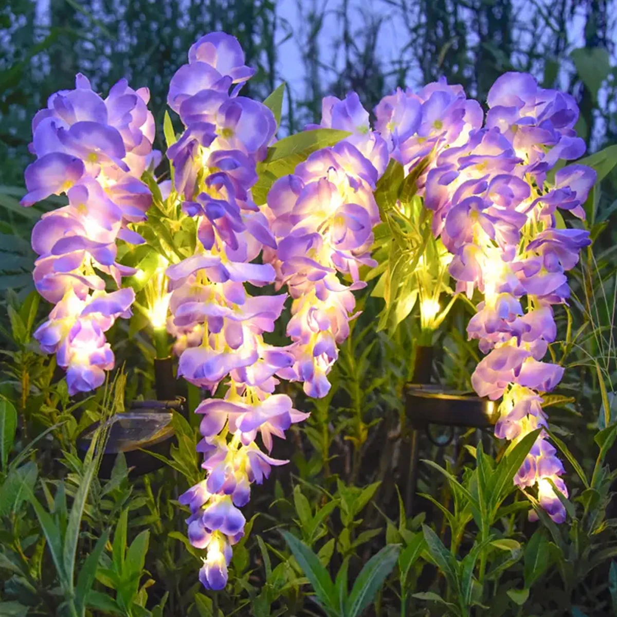 Lámpara de flores de glicina alimentada por energía Solar, lámpara de puesta a tierra enchufable para exteriores, iluminación de paso de jardín, iluminación exterior