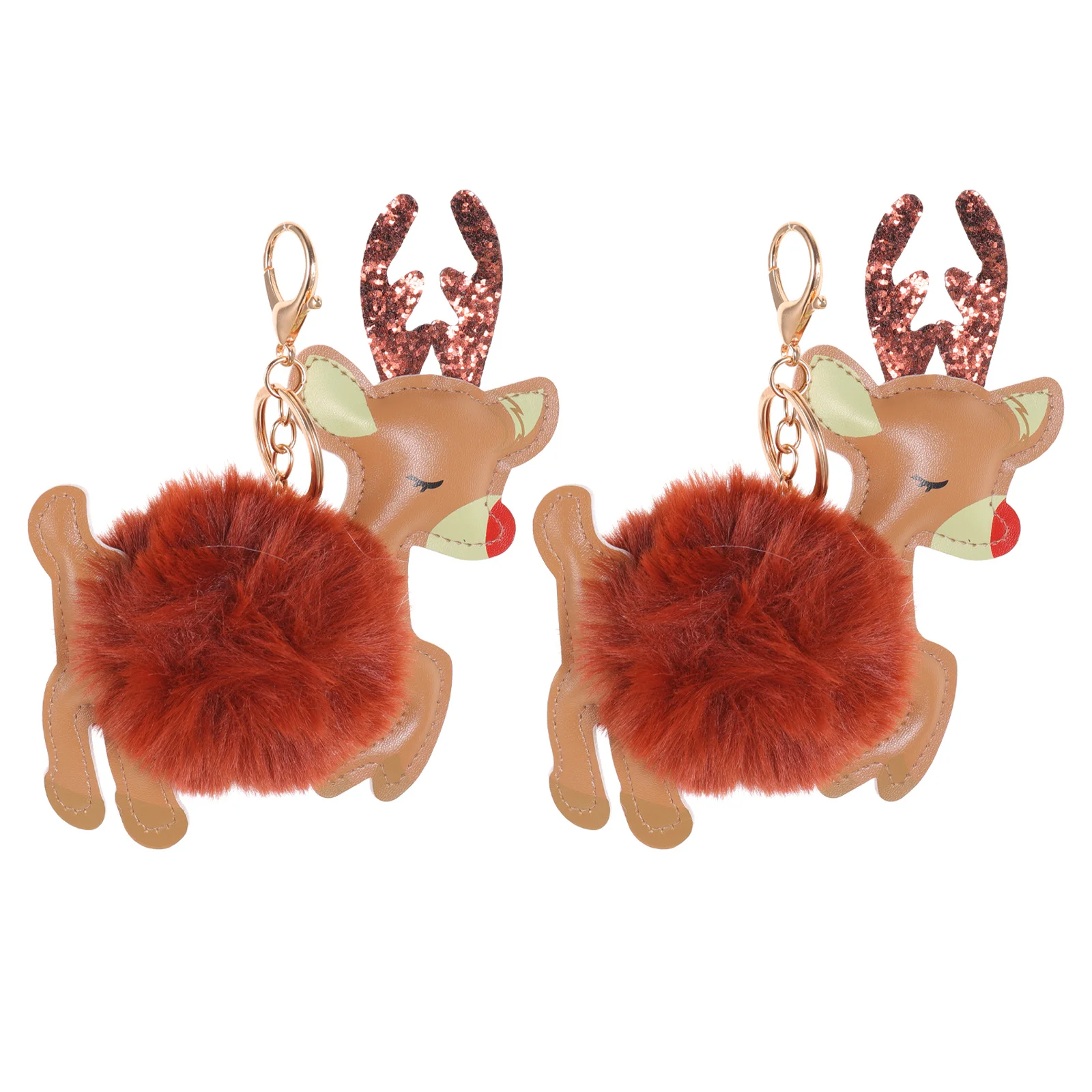 

2Pcs Elk Keychains Christmas Decorative Key Rings Creative Cartoon Bag Charms Cute Key Chain Pendant Gift Ideas