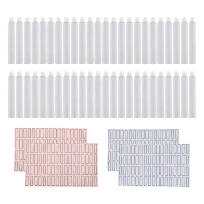 48Pcs Empty Aluminum Paint Tubes 20 Ml For Store Remaining Paint Acrylic Oils Watercolor Gouaches, With 4 Sheets Label, Durable