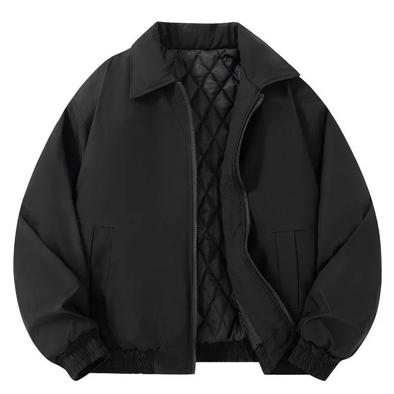 

2025 Autumn Winter Men Coat Thicken Warm Turn Down Collar Male Down Jacket Long Sleeve Loose Business Casual Man Outerwear