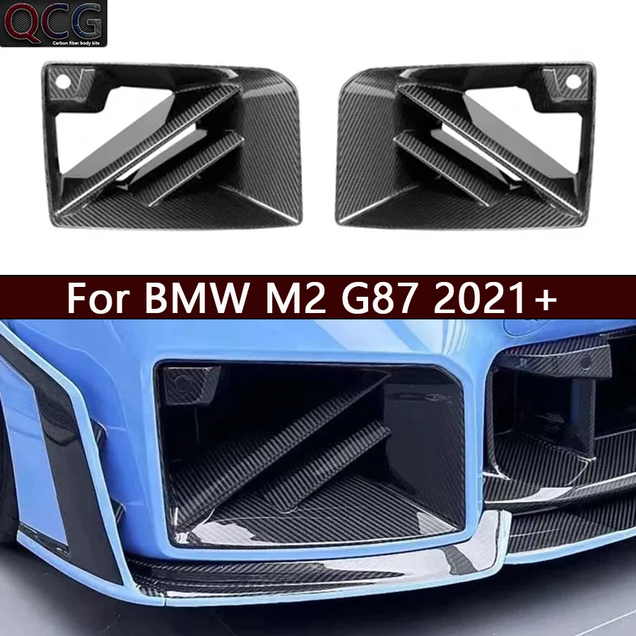 

For BMW M2 G87 2021+ carbon fiber front bumper air vent cover trim Foglamp mesh grill sq style car fog lamp vents body kit