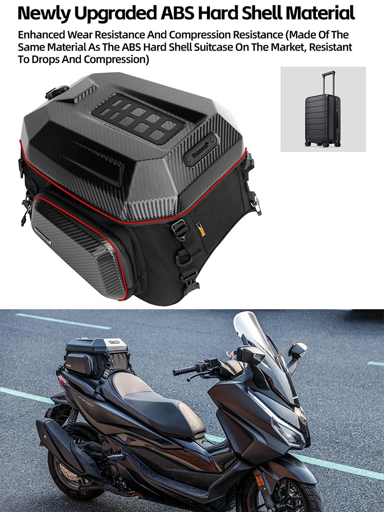 Rhinowalk Motorcycle Hard Shell Tail Bag Waterproof Expandable 23L 35L Rear Seat Bag for Full Face Helmet ADV Touring Off Road