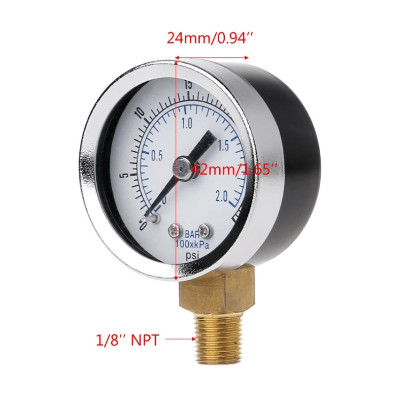 Manometr użytkowy A2UD 0-30psi 0-2bar Niskociśnieniowy manometr hydrauliczny Podwójna skala