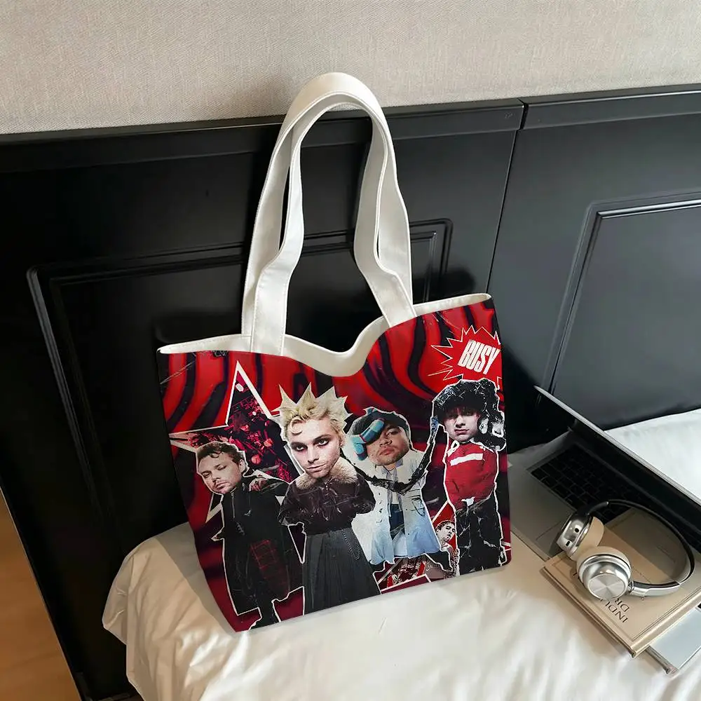 5 5SOS S-Seconds of S-Summer  Printed Canvas Tote Bag Shoulder Bag Commuter Mommy Shopping Bag