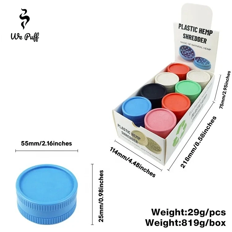 WE PUFF 55MM Herb Mills Tobacco Smoke Grinder 2-Layers Manual Crusher Degradable Plastic Kitchen Tools Smoking Accessories Gift