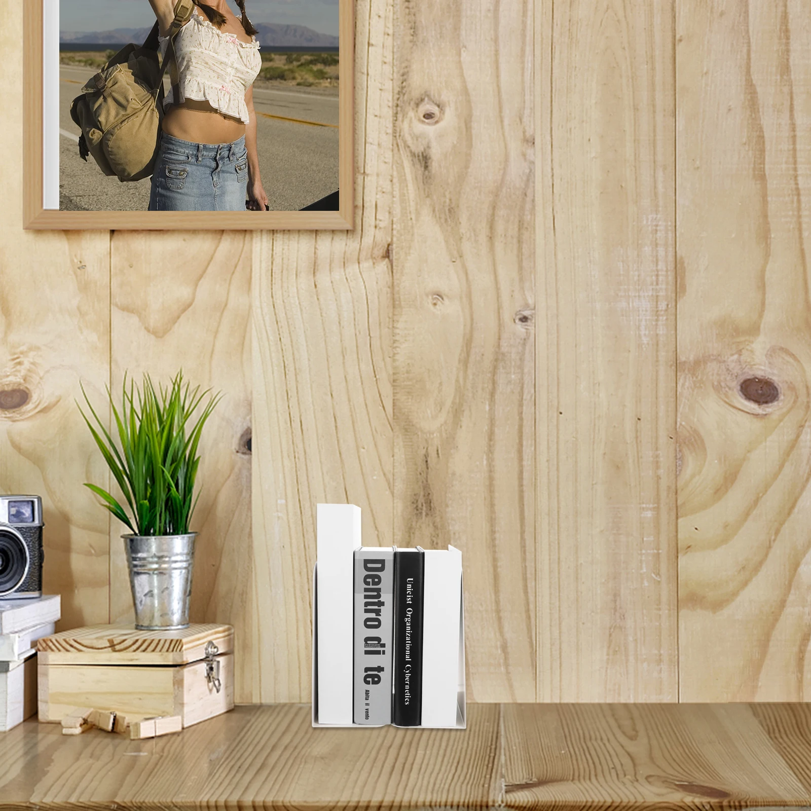 

2pcs Metal Bookend Simple Style Desktop Organizer For Home Office Classroom Book Supports Iron Bookends Files Cds Storage Decor