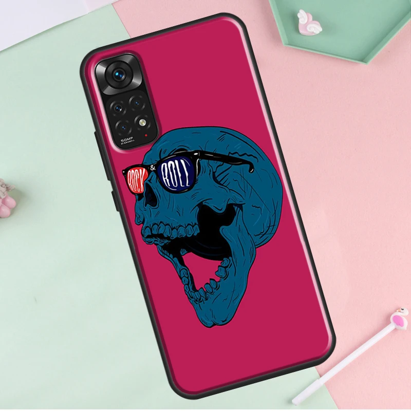 Rock and Roll Skull For Redmi Note 12 Pro Plus Cover For Redmi Note 10 8 9 11 Pro 12S 11S 10S 9S 9C 10C 12C Case