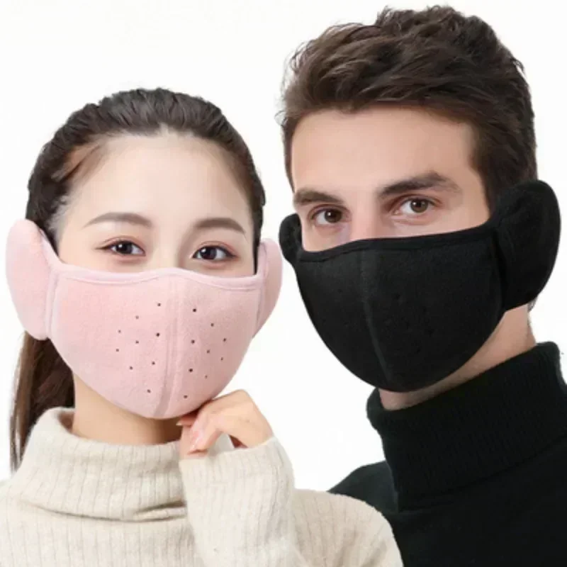 Maschera invernale Unisex con fori traspiranti maschera termica a prova di freddo paraorecchie con fascia avvolgente due In uno paraorecchie da equitazione all'aperto