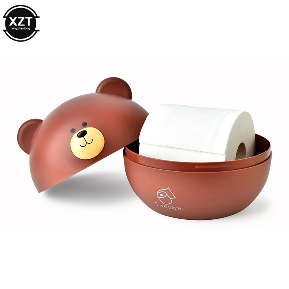 Cute Bear Tissue Box Nordic Roll Paper Pumping Paper Storage Round Container Towel Napkin Holder Remote Control Living Room