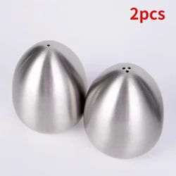 2 Pieces Stainless Steel Pepper Shaker Egg Shaped Salt  Set Seasoning Organizer  Cooking Tools