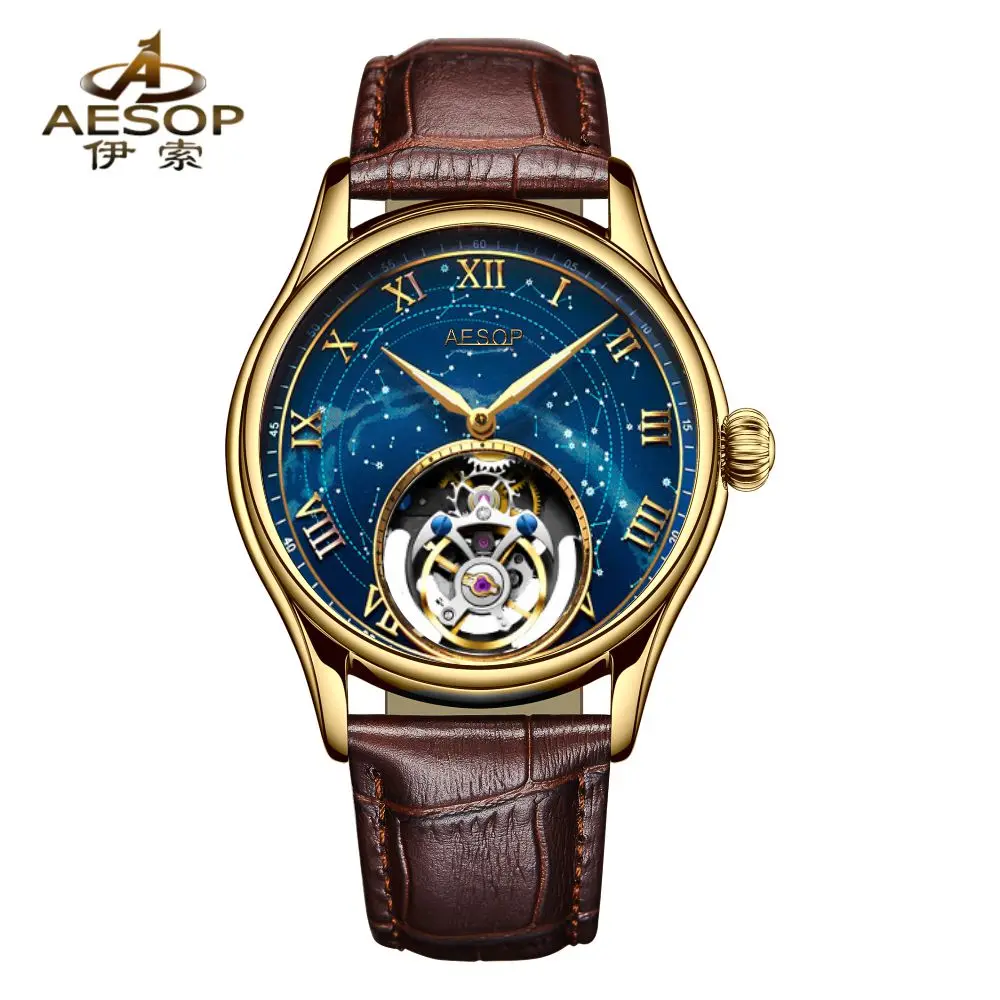 

AESOP Flying Tourbillon брендовые роскошные механические часы мужские вращающиеся часы со скелетом для мужчин мужские часы Show Relogio Masculino