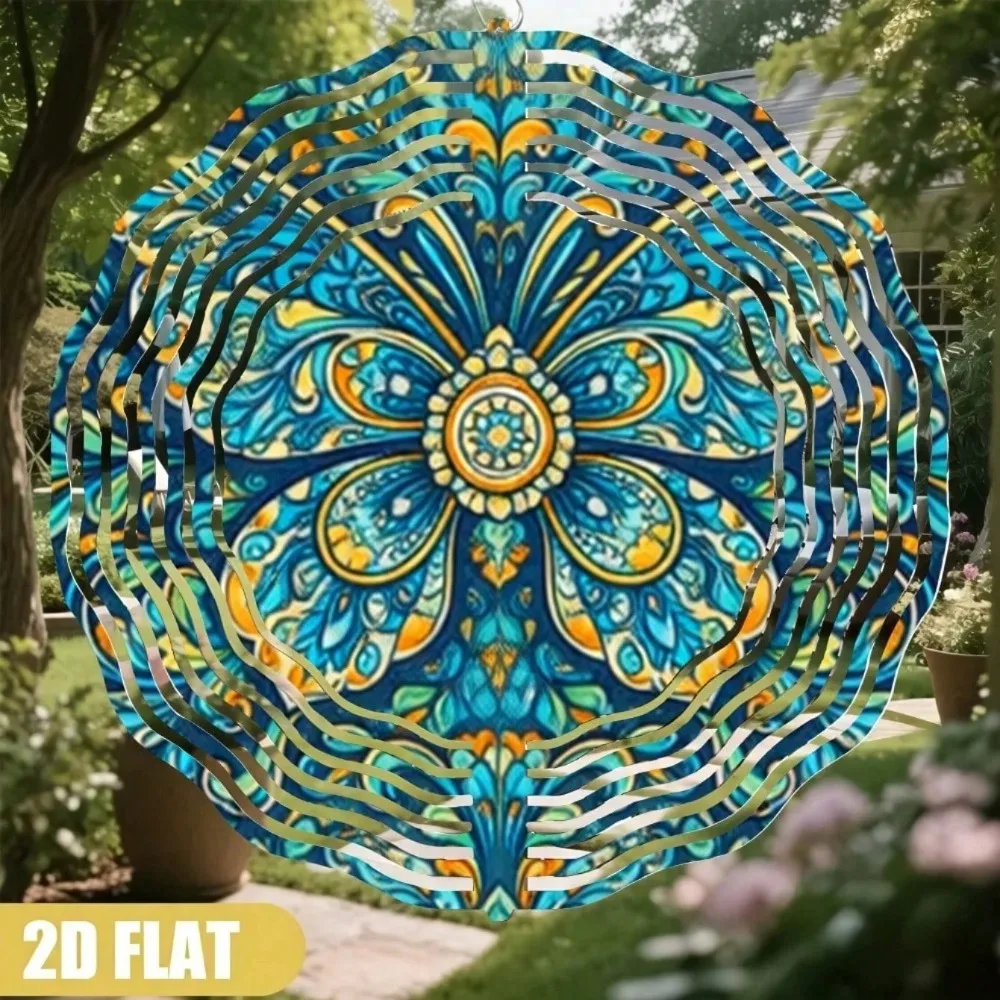 CIFBUY Metal Wind Chimes Outdoor Garden Decor, Bohemian Mandala Flower Rustproof Iron Ornament, Weatherproof Yard Art Patio Gift