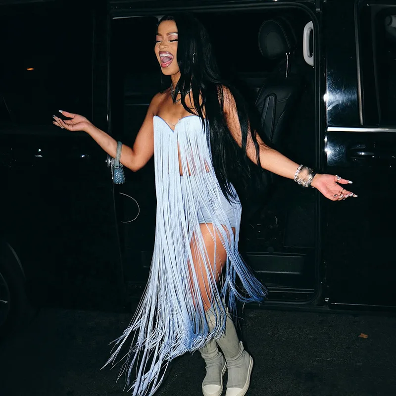 

Sexy Long Tassel Camisole Women 2025 Summer Trend Hipster Fashion Strapless Tank Tops Beach Vacation Matching Club