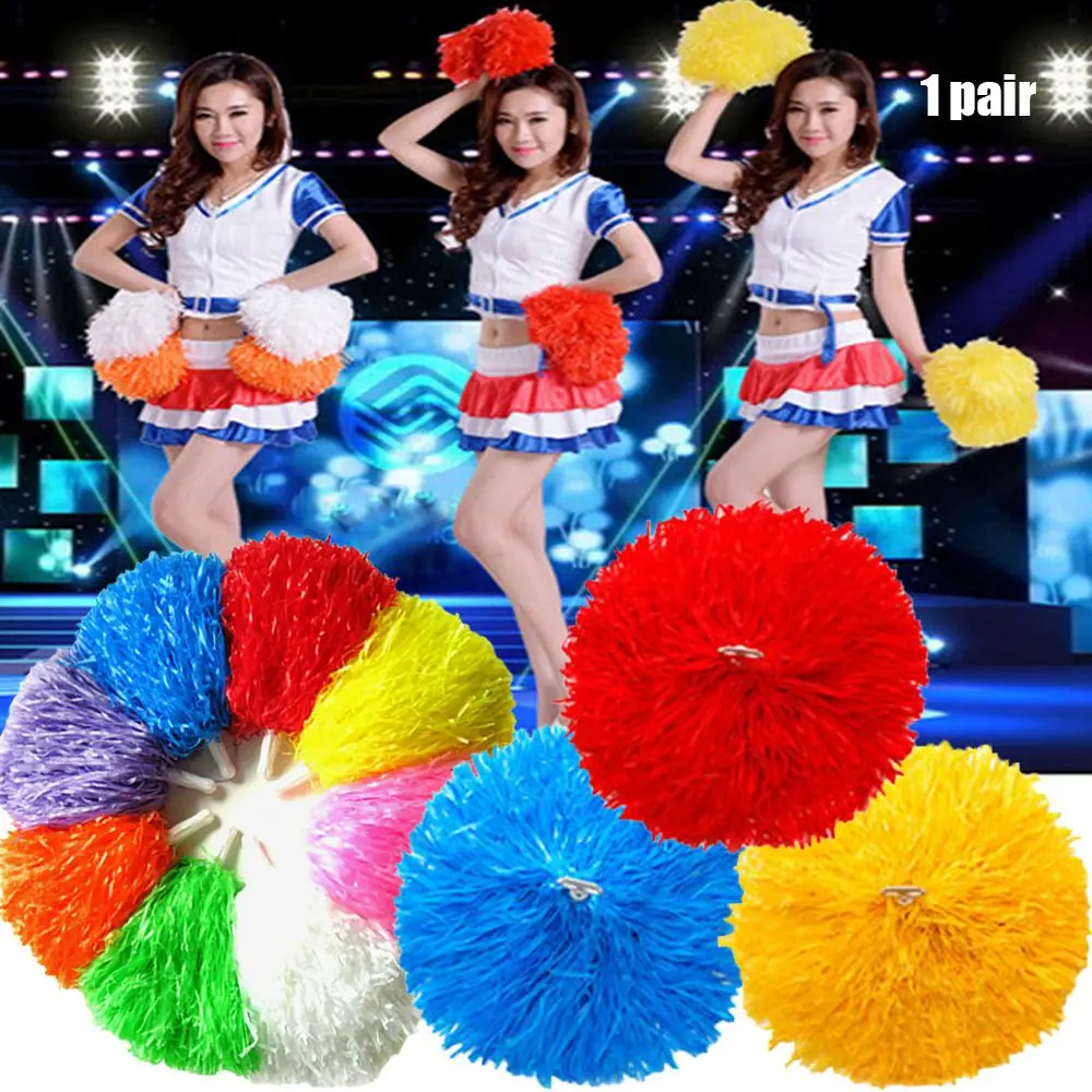 

1pair 2 styles Double hole handle Fancy Cheerleading Cheering Ball Cheerleader pompoms Club Sport Supplies Dance Party Decorator