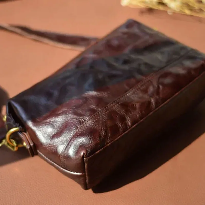 

AETOO Men's top-grain cowhide single-shoulder bag, retro genuine leather crossbody small bag, handmade leather bag, women's casu