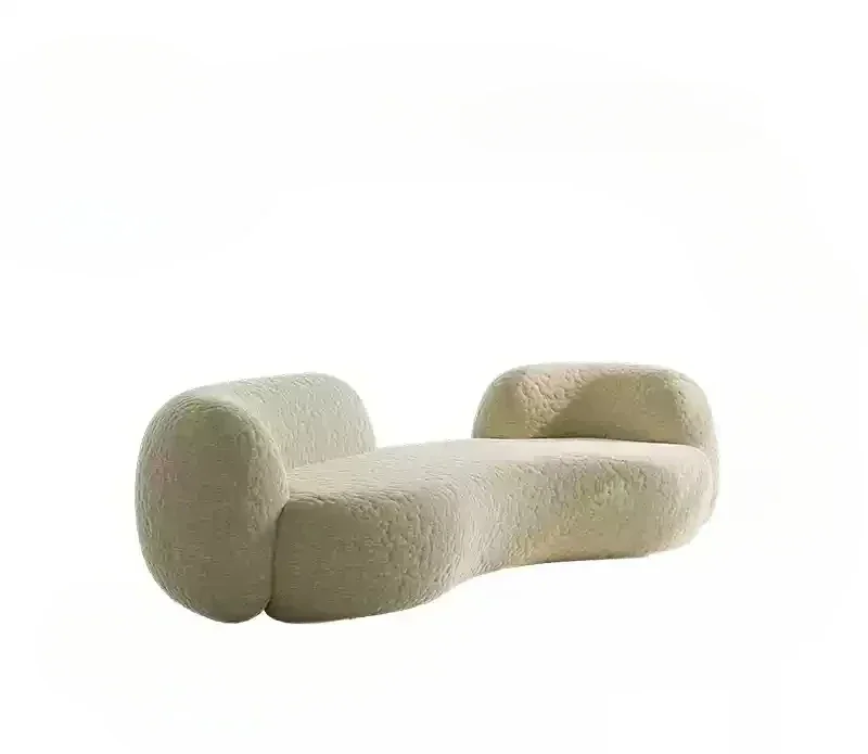 

Cream wind curved sofa living room small apartment designer special-shaped beauty salon clothing store fabric sofa