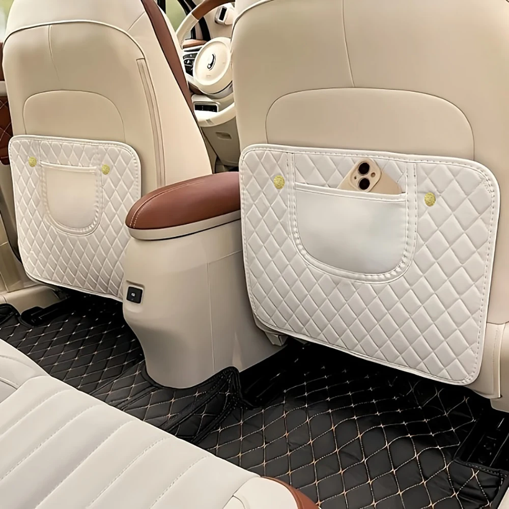 Creative Car Leather Anti-Child-Kick Pad For Car Seat Back Protector Cover Universal Auto Anti Mud Dirt Pads with Storage Bag