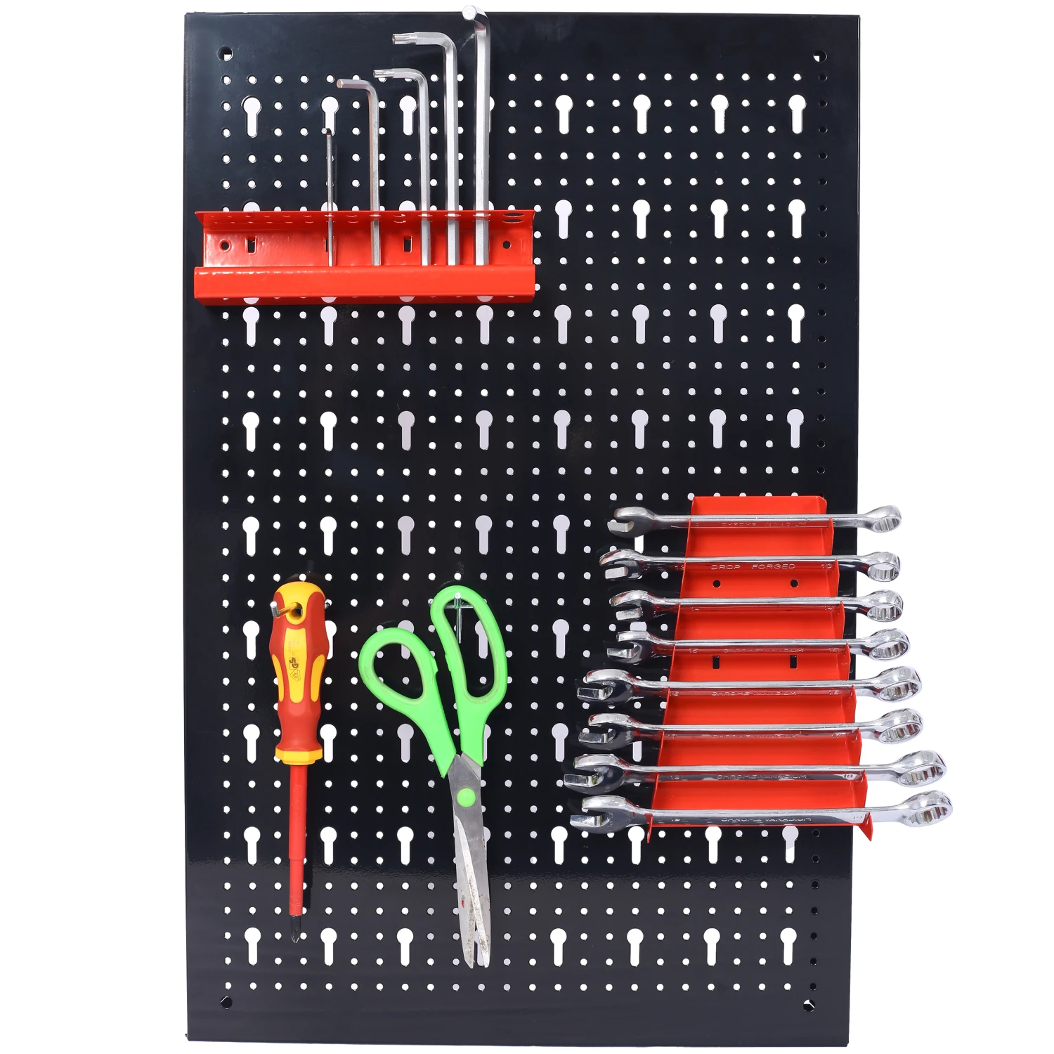 Pegboard Wall Organizer, 4ft Metal Garage Pegboard Tool Organizer w/3 Pegboards, Drill Bit Rack, Wrench Rack, Hooks Accessories,