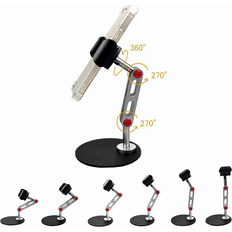 Supporto per telefono da tavolo Canfon, regolabile e 360 °   Schermo rotante, tutto in metallo, universale, 4,5-7,0 pollici