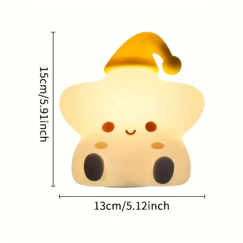 Battery Powered Star Night Light Silicone LED Yellow Star LED Night Light Touch Control Mini Size Modeling Light Children's Room