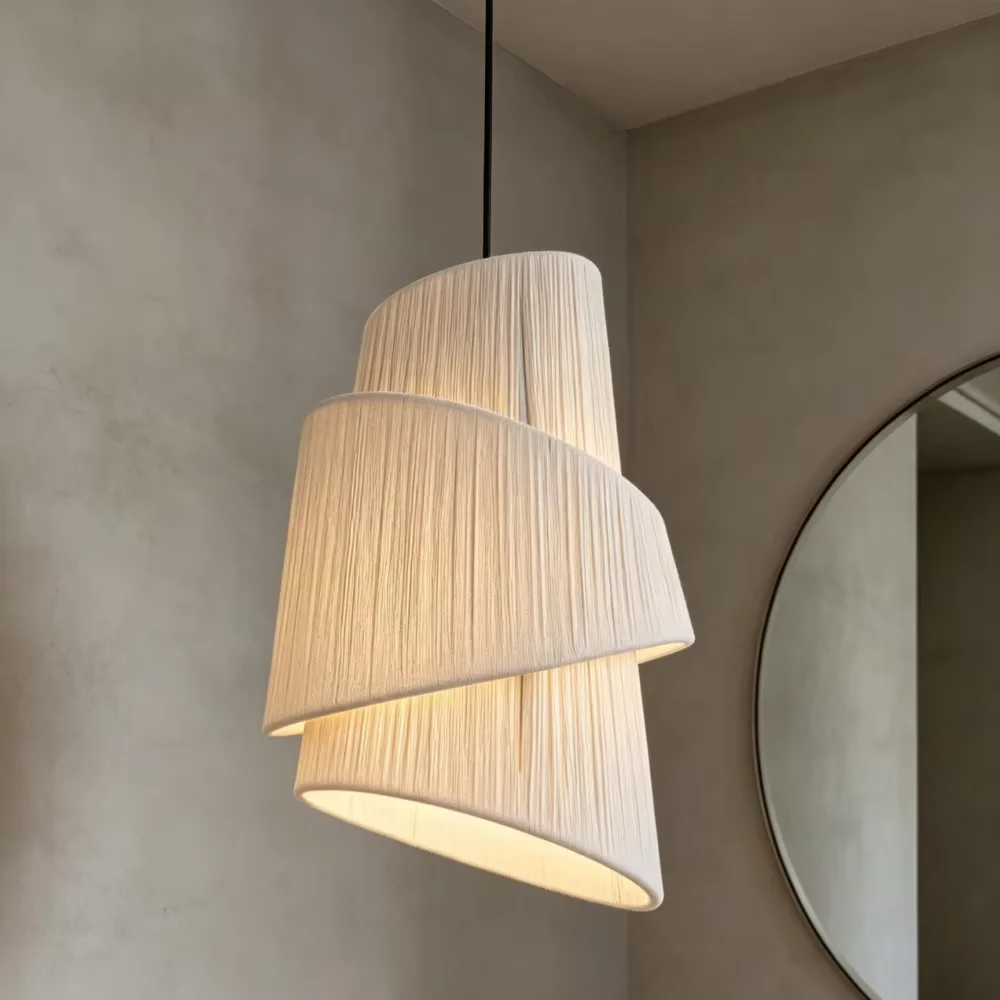 Bohemia Pendant Lights Hand Woven Cotton Thread Lampshade Height Adjustable Ceiling Hanging Lamps Dining Room Living Room