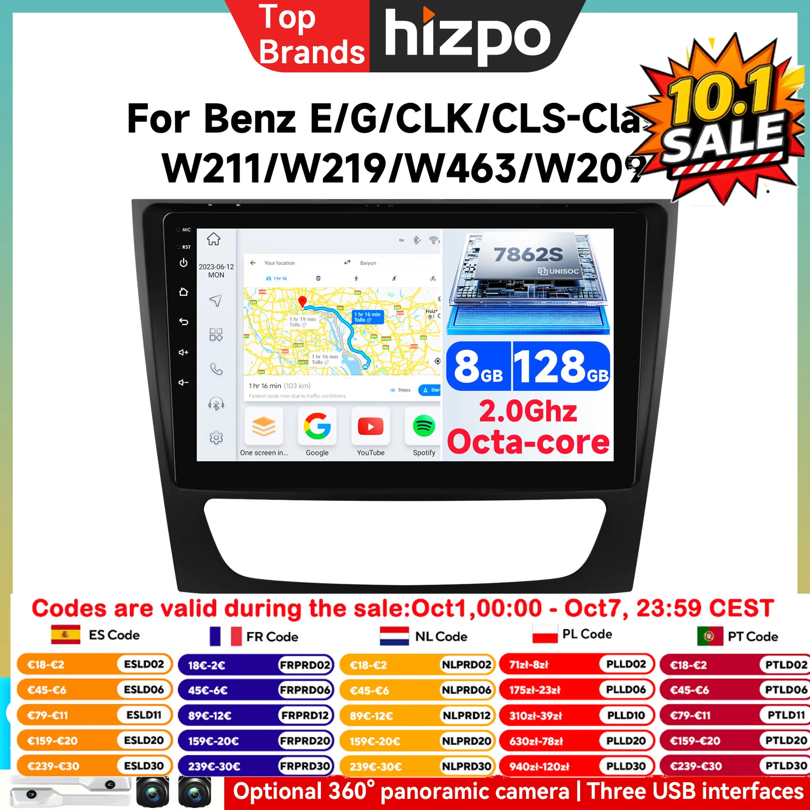 Autoradio Android 9 Pollici con Carplay Wireless per Mercedes Benz Classe E W211 E200 E220 E300 E350 E240 E270 E280 Classe CLS W219 Stereo