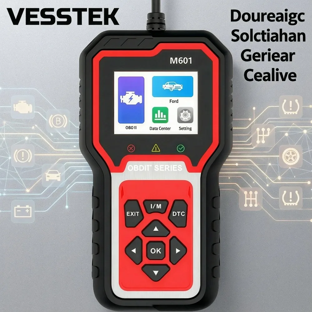 

VESSTEK OBD2 M601D Профессиональный сканер, диагностический инструмент автомобильного двигателя, чтение токовых данных в реальном времени, обнаружение транспортного средства