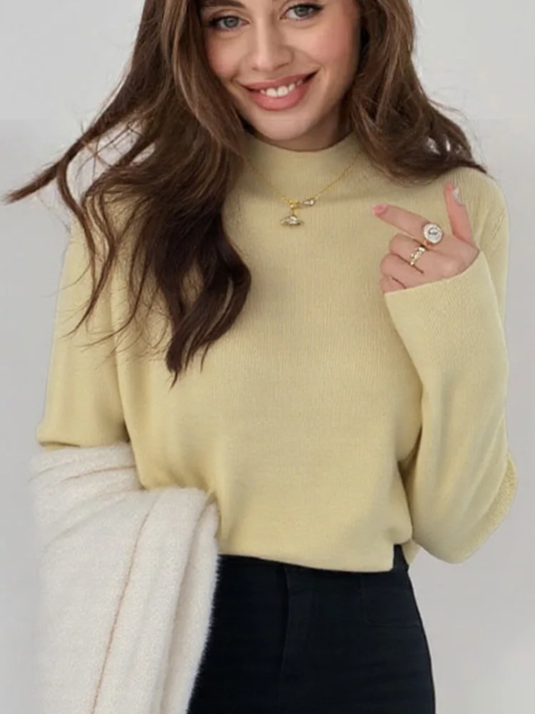 

Новые модные простые пуловеры, вязаные свитера, женские осенне-зимние повседневные вязаные топы, элегантный женский свитер с длинными рукавами