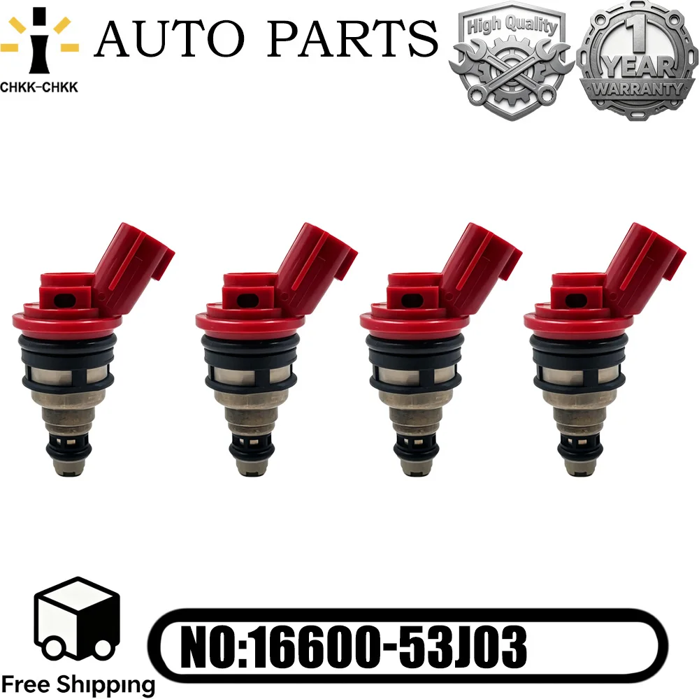

CHKK-CHKK 4Pcs Fuel Injector for Nissan Infiniti 2.0L 3.0L Z32 SR20 ka24de working 16600-53J03 16600-53J00 16600-53J01 A46-00