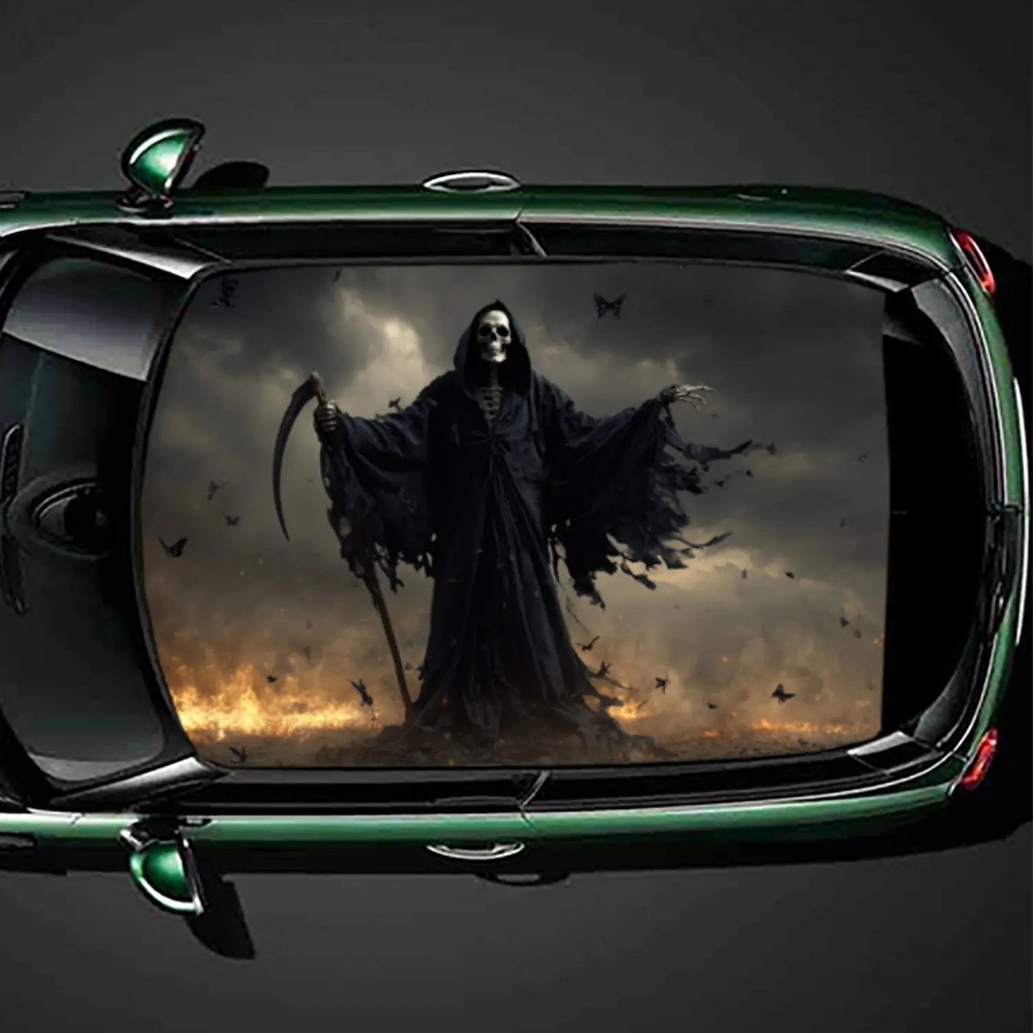 

Мрачный жнец в gloomy sky, виниловая наклейка на крышу автомобиля, самоклеящаяся водонепроницаемая внешняя часть автомобиля, персонализированный аксессуар, декоративная ги